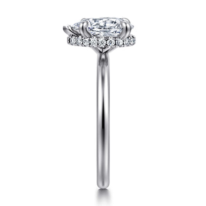 Rainah - 14K White Gold Hidden Halo Pear Shape Diamond Engagement Ring