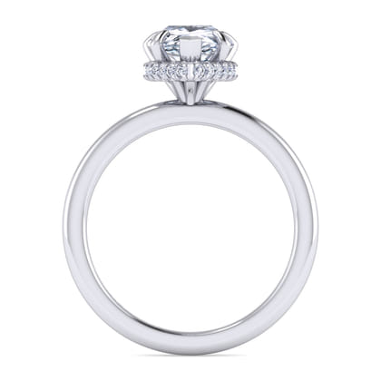 Rainah - 14K White Gold Hidden Halo Pear Shape Diamond Engagement Ring
