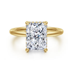 Rainah - 14K White Gold Hidden Halo Radiant Cut Diamond Engagement Ring