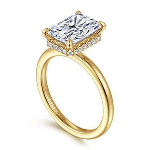 Rainah - 14K White Gold Hidden Halo Radiant Cut Diamond Engagement Ring