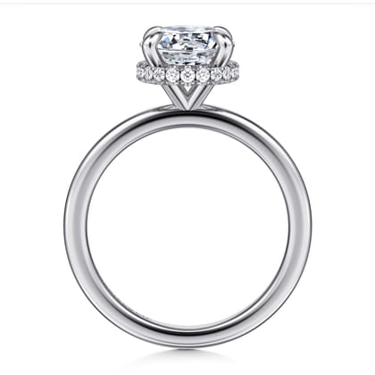 Rainah - 14K White Gold Hidden Halo Round Diamond Engagement Ring