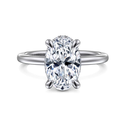 Rainah - 14K White Gold Oval Diamond Engagement Ring