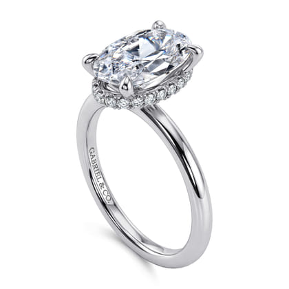 Rainah - 14K White Gold Oval Diamond Engagement Ring