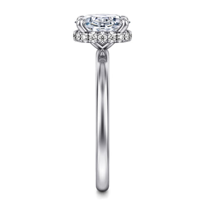 Rainah - 14K White Gold Oval Diamond Engagement Ring