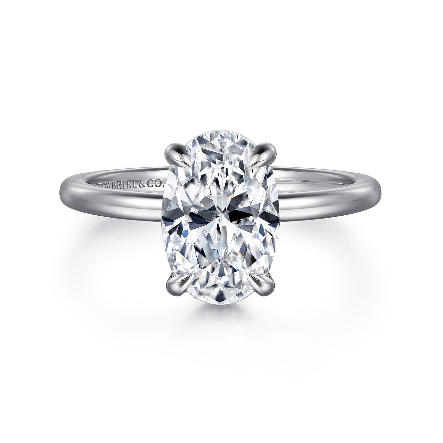 Rainah - 14K White Gold Oval Diamond Engagement Ring