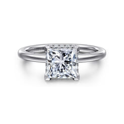 Rainah - 14K White Gold Princess Hidden Halo Diamond Engagement Ring