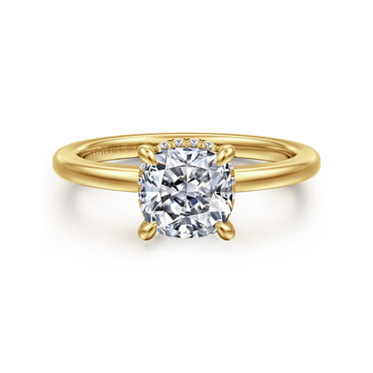 Rainah - 14K Yellow Gold Cushion Cut Diamond Engagement Ring