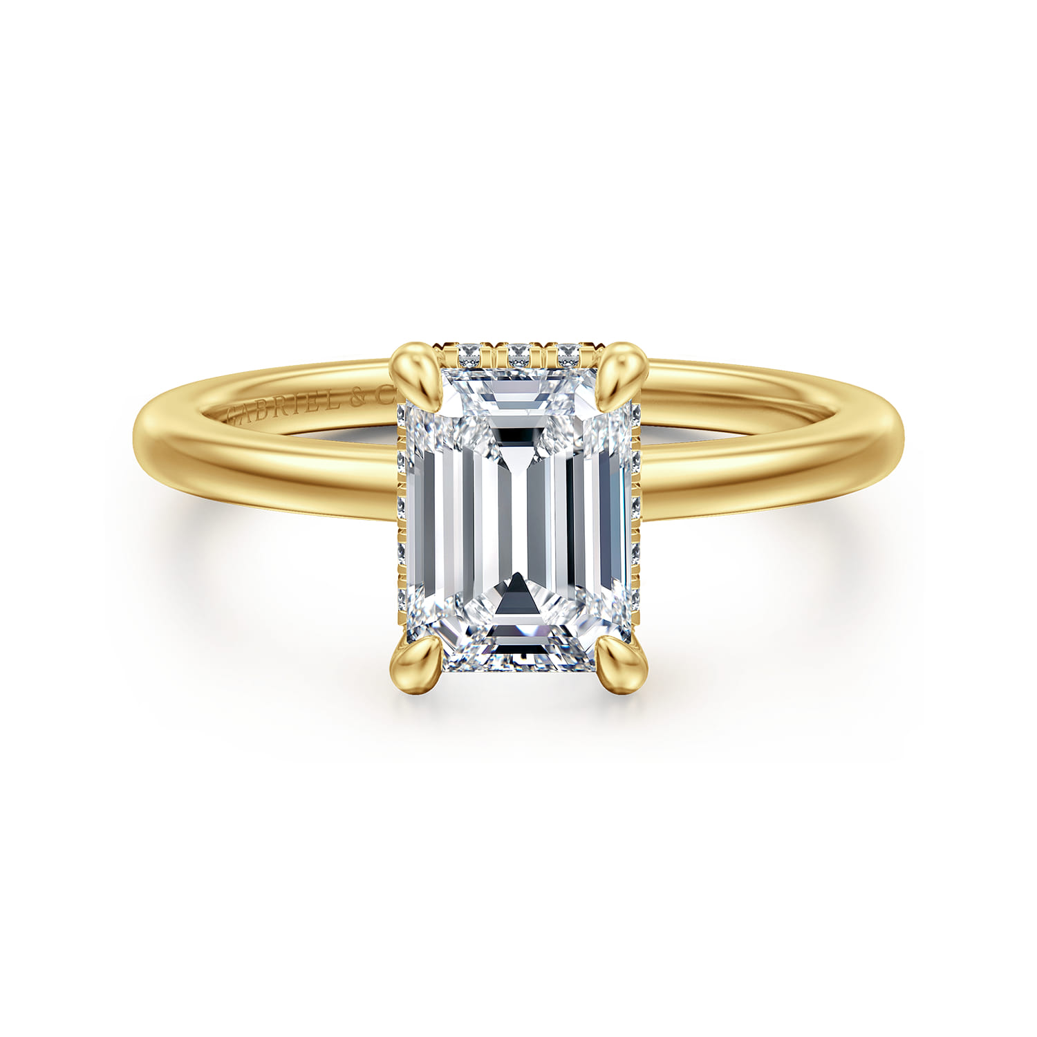 Rainah - 14K Yellow Gold Emerald Cut Diamond Engagement Ring
