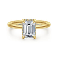Rainah - 14K Yellow Gold Emerald Cut Diamond Engagement Ring