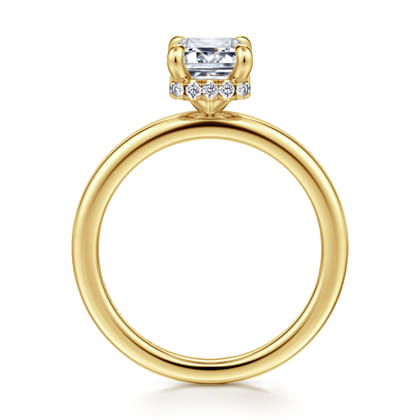 Rainah - 14K Yellow Gold Emerald Cut Diamond Engagement Ring