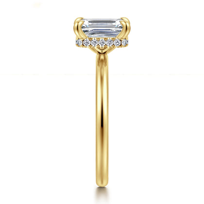Rainah - 14K Yellow Gold Emerald Cut Diamond Engagement Ring