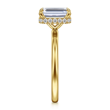 Rainah - 14K Yellow Gold Emerald Cut Diamond Engagement Ring