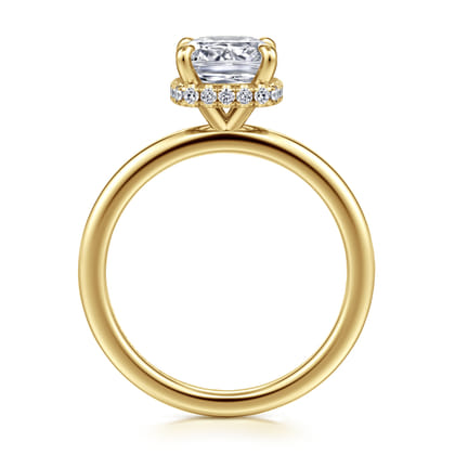 Rainah - 14K Yellow Gold Hidden Halo Cushion Diamond Engagement Ring
