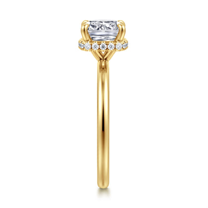 Rainah - 14K Yellow Gold Hidden Halo Cushion Diamond Engagement Ring