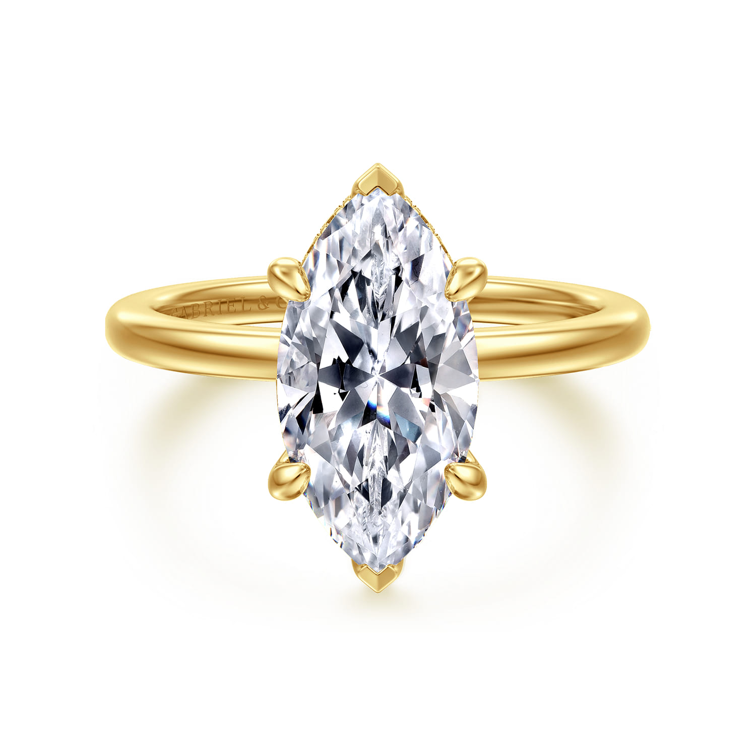 Rainah - 14K Yellow Gold Hidden Halo Marquise Shape Diamond Engagement Ring