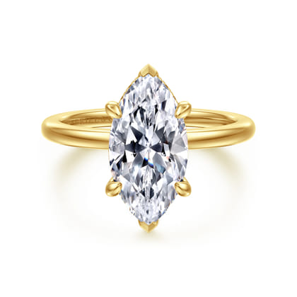 Rainah - 14K Yellow Gold Hidden Halo Marquise Shape Diamond Engagement Ring