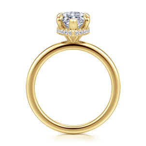 Rainah - 14K Yellow Gold Hidden Halo Marquise Shape Diamond Engagement Ring