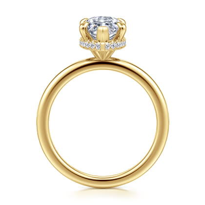 Rainah - 14K Yellow Gold Hidden Halo Marquise Shape Diamond Engagement Ring
