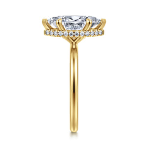 Rainah - 14K Yellow Gold Hidden Halo Marquise Shape Diamond Engagement Ring