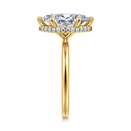 Rainah - 14K Yellow Gold Hidden Halo Marquise Shape Diamond Engagement Ring