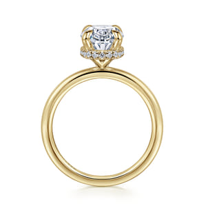 Rainah - 14K Yellow Gold Hidden Halo Oval Diamond Engagement Ring