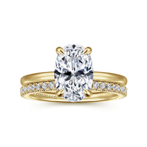 Rainah - 14K Yellow Gold Hidden Halo Oval Diamond Engagement Ring
