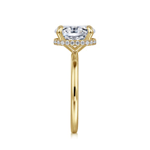Rainah - 14K Yellow Gold Hidden Halo Oval Diamond Engagement Ring