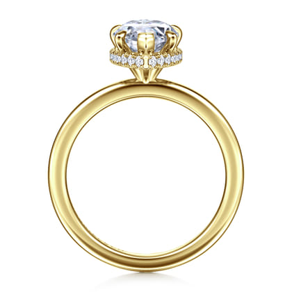 Rainah - 14K Yellow Gold Hidden Halo Pear Shape Diamond Engagement Ring