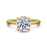 Rainah - 14K Yellow Gold Hidden Halo Round Diamond Engagement Ring