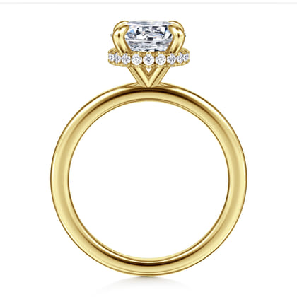 Rainah - 14K Yellow Gold Hidden Halo Round Diamond Engagement Ring