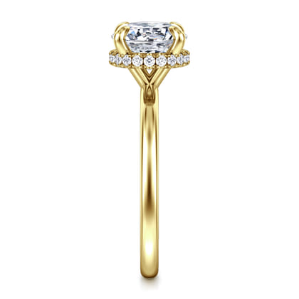 Rainah - 14K Yellow Gold Hidden Halo Round Diamond Engagement Ring