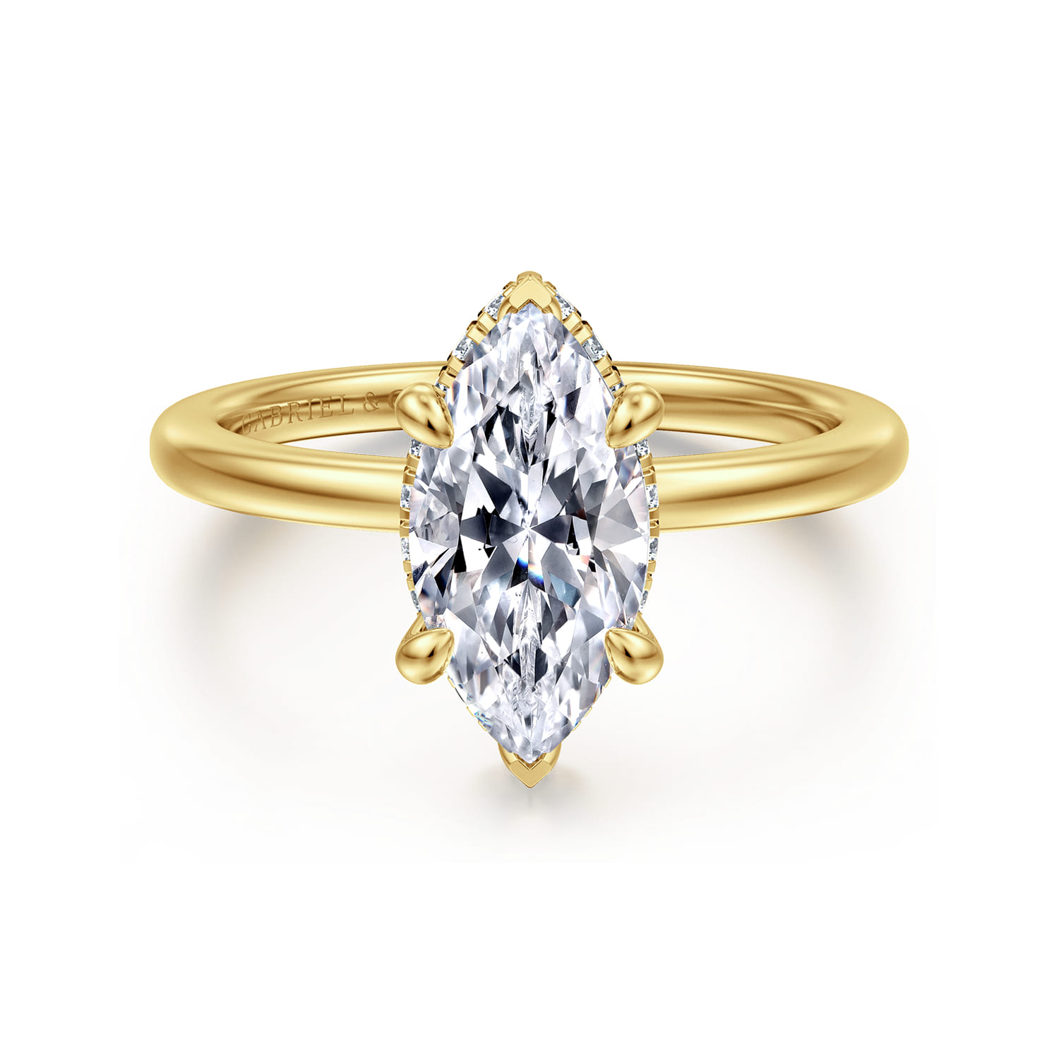 Rainah - 14K Yellow Gold Marquise Shape Diamond Engagement Ring