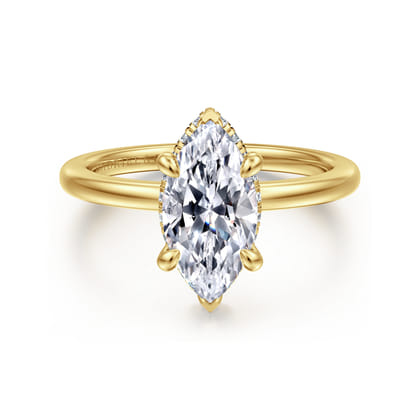 Rainah - 14K Yellow Gold Marquise Shape Diamond Engagement Ring