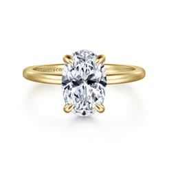 Rainah - 14K Yellow Gold Oval Solitaire Diamond Engagement Ring