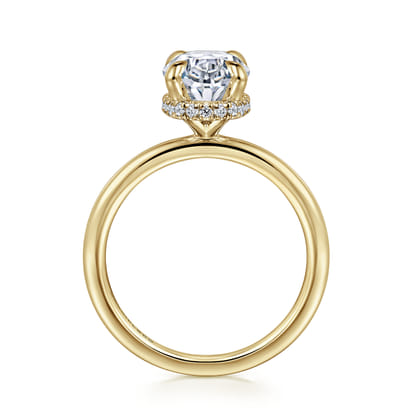 Rainah - 14K Yellow Gold Oval Solitaire Diamond Engagement Ring