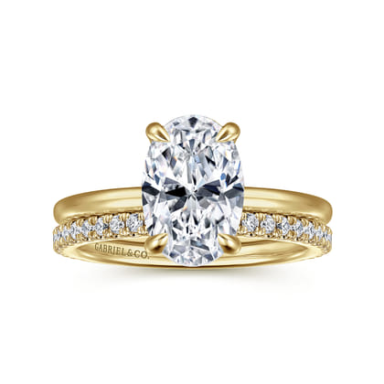 Rainah - 14K Yellow Gold Oval Solitaire Diamond Engagement Ring