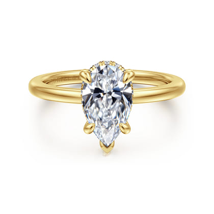 Rainah - 14K Yellow Gold Pear Shape Diamond Engagement Ring
