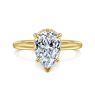 Rainah - 14K Yellow Gold Pear Shape Diamond Engagement Ring