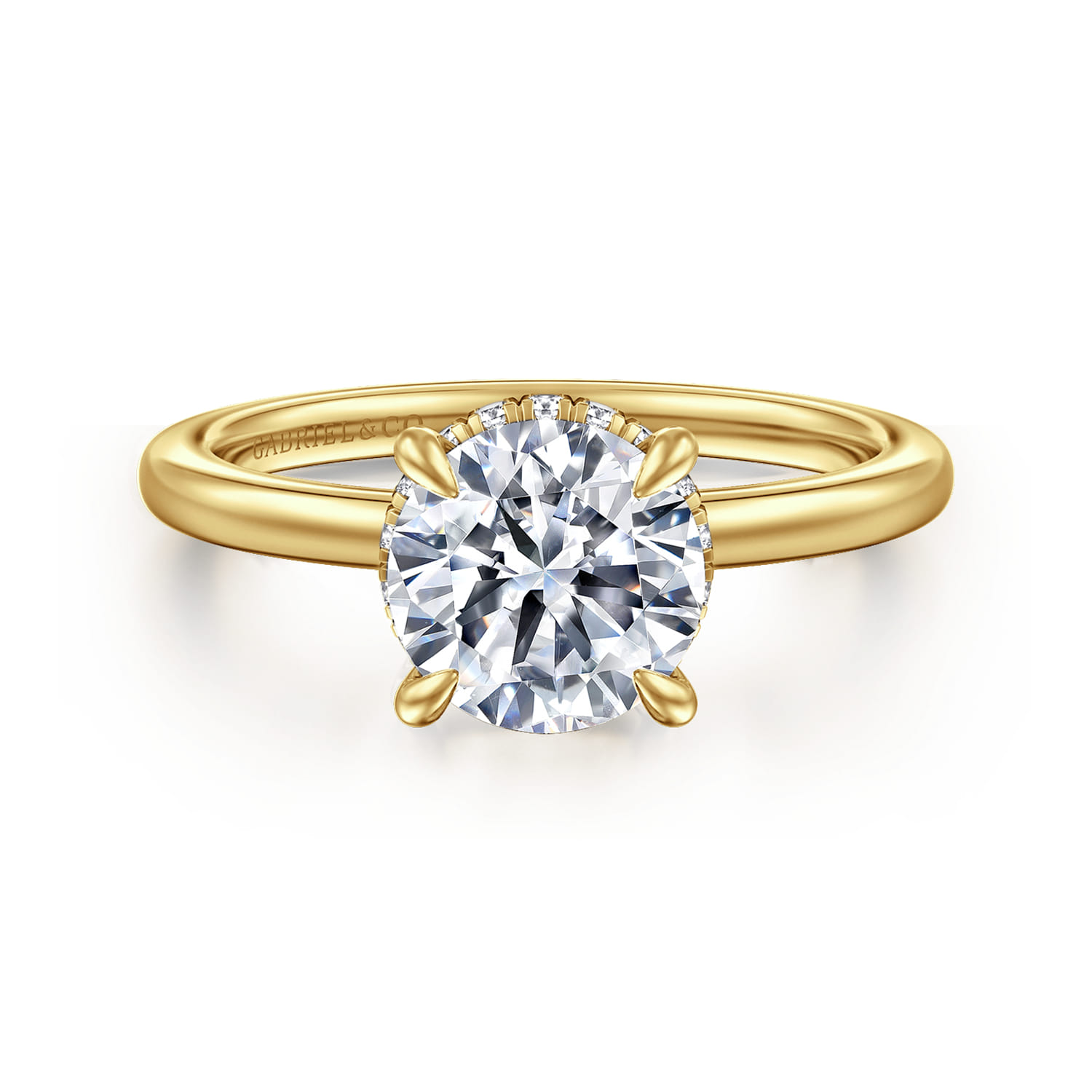 Rainah - 14K Yellow Gold Round Diamond Engagement Ring