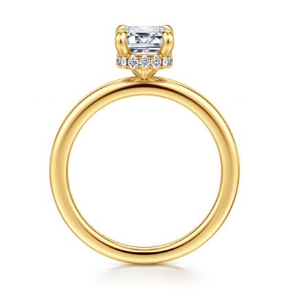 Rainah - 18K Yellow Gold Emerald Cut Diamond Engagement Ring