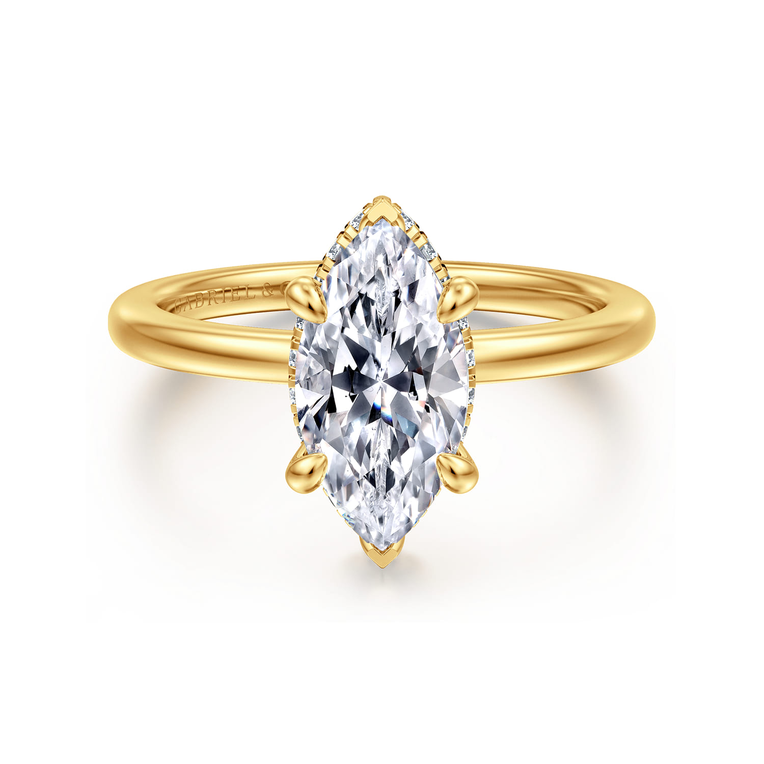 Rainah - 18K Yellow Gold Marquise Shape Diamond Engagement Ring