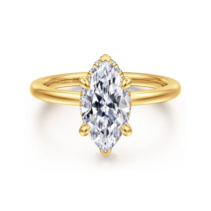 Rainah - 18K Yellow Gold Marquise Shape Diamond Engagement Ring