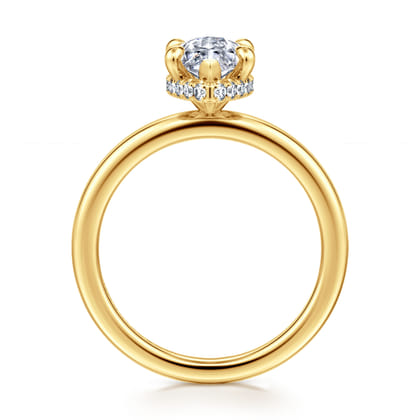 Rainah - 18K Yellow Gold Marquise Shape Diamond Engagement Ring