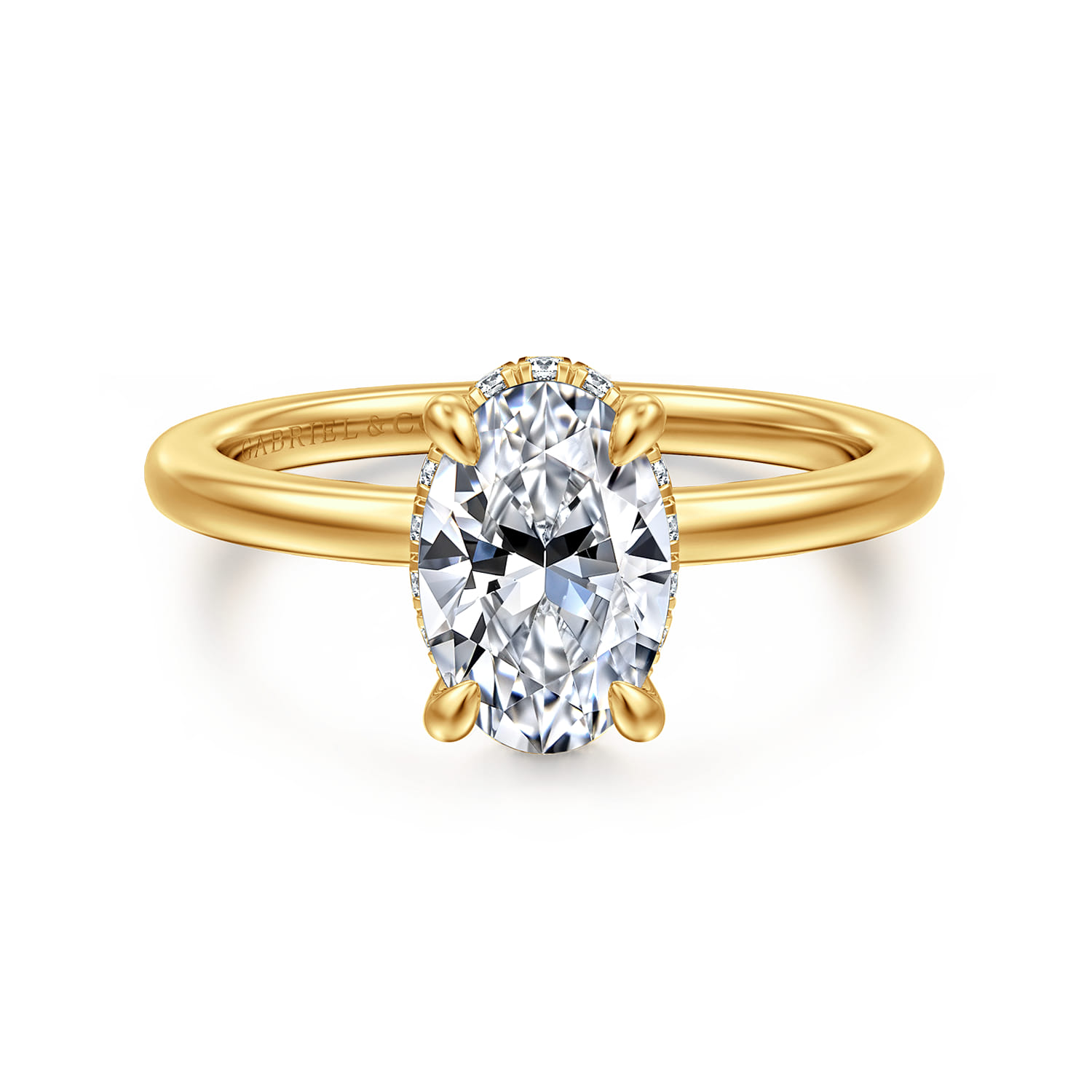 Rainah - 18K Yellow Gold Oval Diamond Engagement Ring