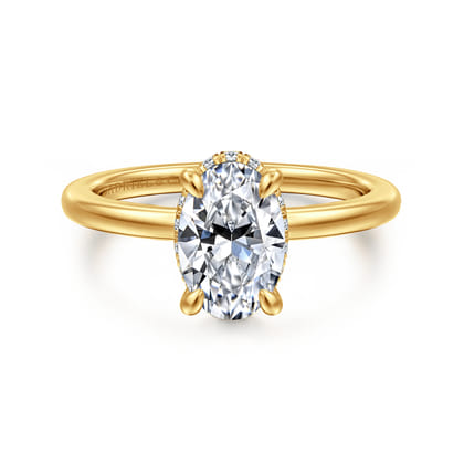 Rainah - 18K Yellow Gold Oval Diamond Engagement Ring
