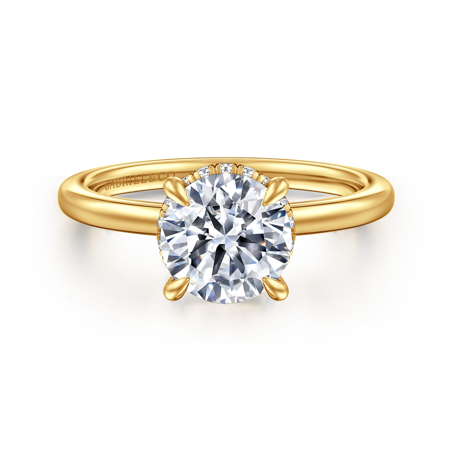 Rainah - 18K Yellow Gold Round Diamond Engagement Ring