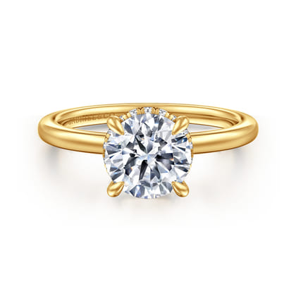 Rainah - 18K Yellow Gold Round Diamond Engagement Ring