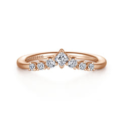 Raine - Curved 14K Rose Gold Princess Cut and Round Diamond Anniversary Band