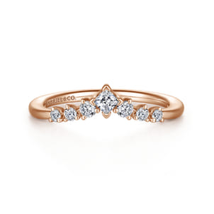 Raine - Curved 14K Rose Gold Princess Cut and Round Diamond Anniversary Band