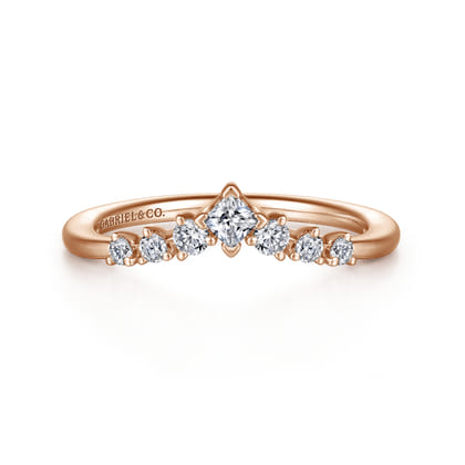 Raine - Curved 14K Rose Gold Princess Cut and Round Diamond Anniversary Band